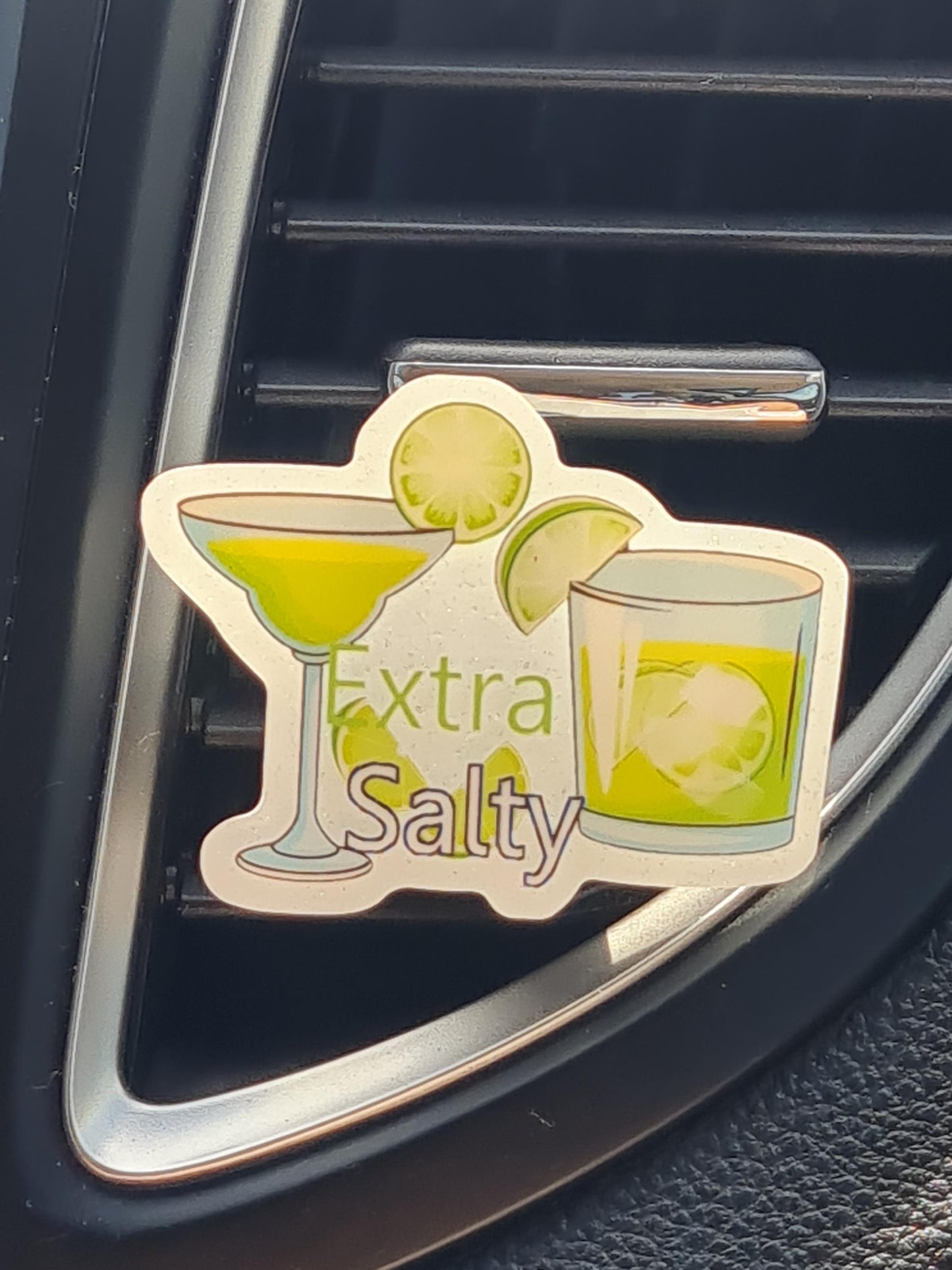 "Extra Salty" Margarita Car Air Freshener - Funny Alcohol Themed Gift for Women - Refillable Essential Oil Diffuser with Lime and Sea Salt Scent