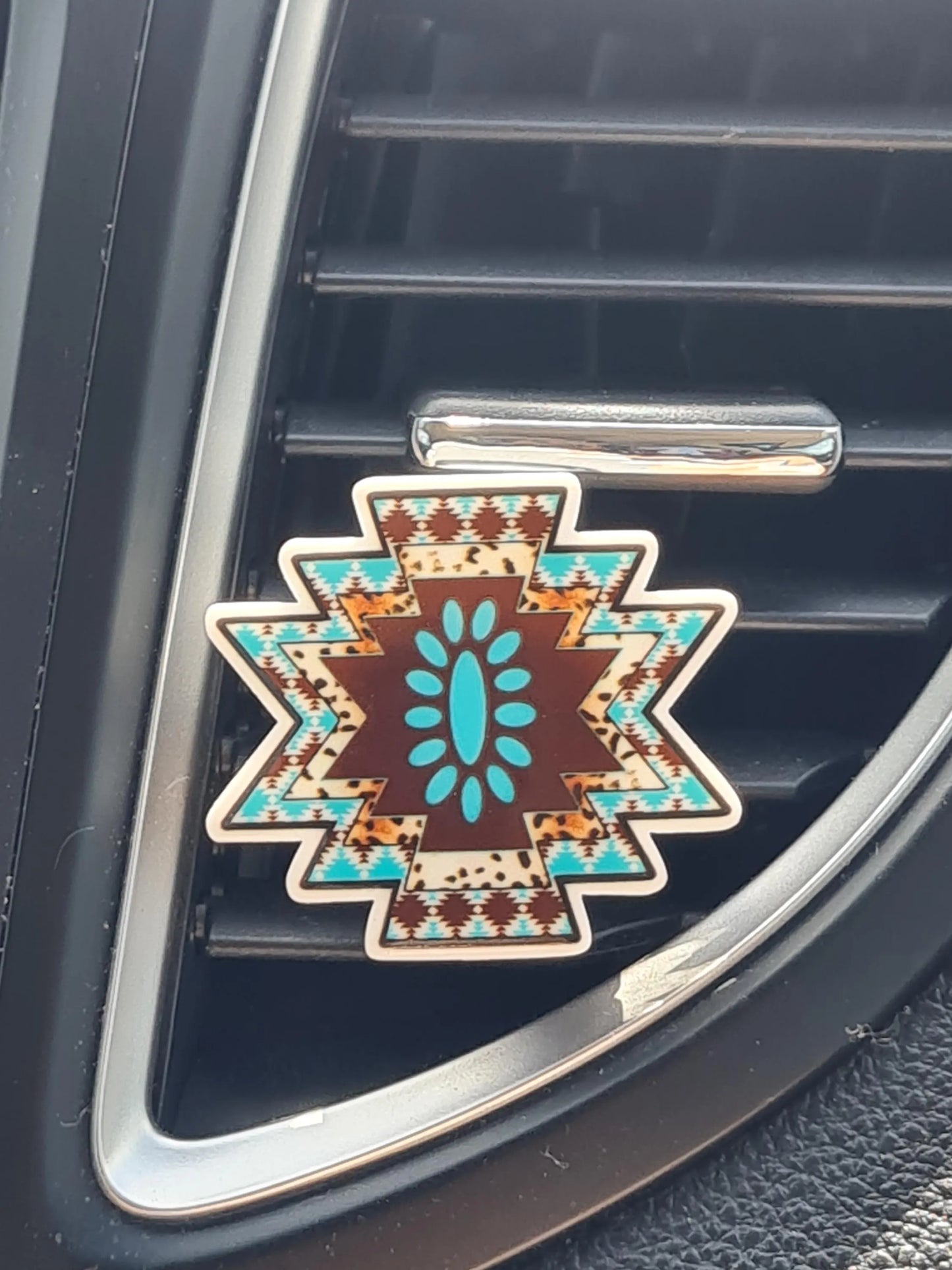 Tribal Design Car Vent Air Freshener - Native American Style Essential Oil Diffuser - Reusable Boho Car Accessory
