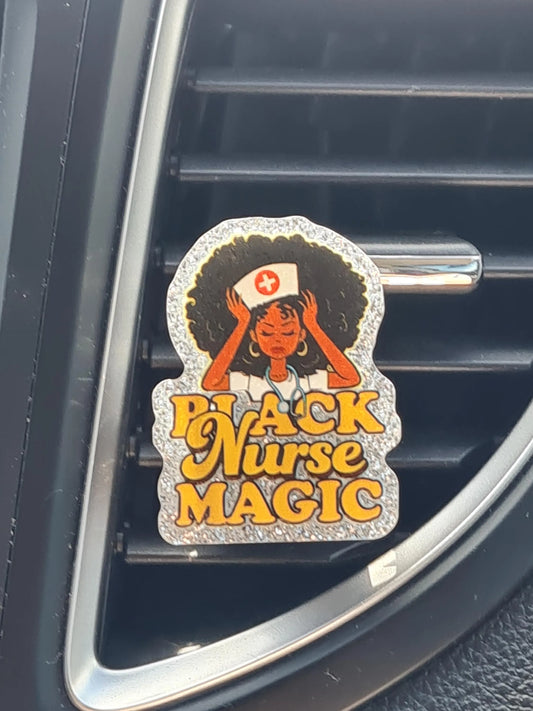 "Black Nurse Magic" Car Air Freshener - Essential Oil Diffuser for Healthcare Heroes - Melanin Queen Nurse Gift with Refillable Natural Scents