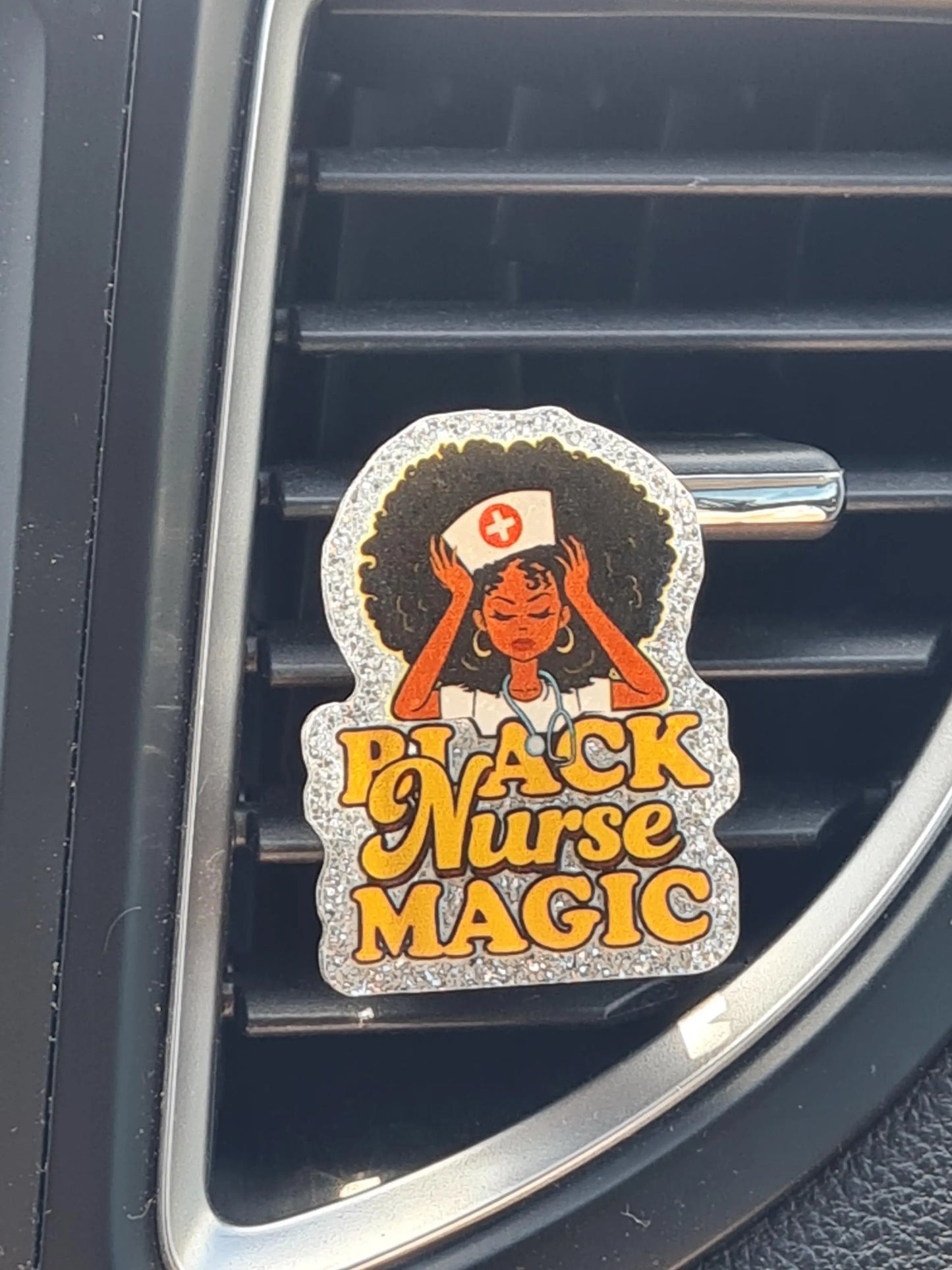 "Black Nurse Magic" Car Air Freshener - Essential Oil Diffuser for Healthcare Heroes - Melanin Queen Nurse Gift with Refillable Natural Scents