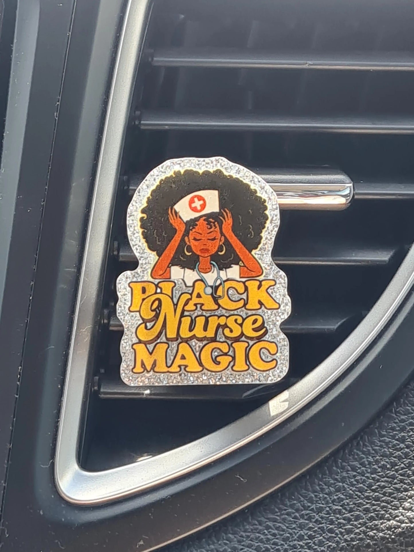 "Black Nurse Magic" Car Air Freshener - Essential Oil Diffuser for Healthcare Heroes - Melanin Queen Nurse Gift with Refillable Natural Scents