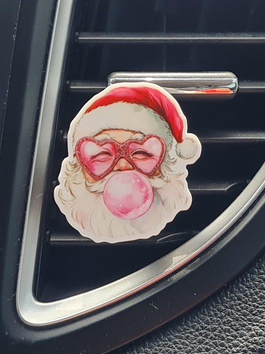 "Bubbles & Bright" Santa Car Air Freshener - Whimsical Santa Blowing Bubbles Essential Oil Diffuser - Playful Holiday Gift & Christmas Stocking Stuffer