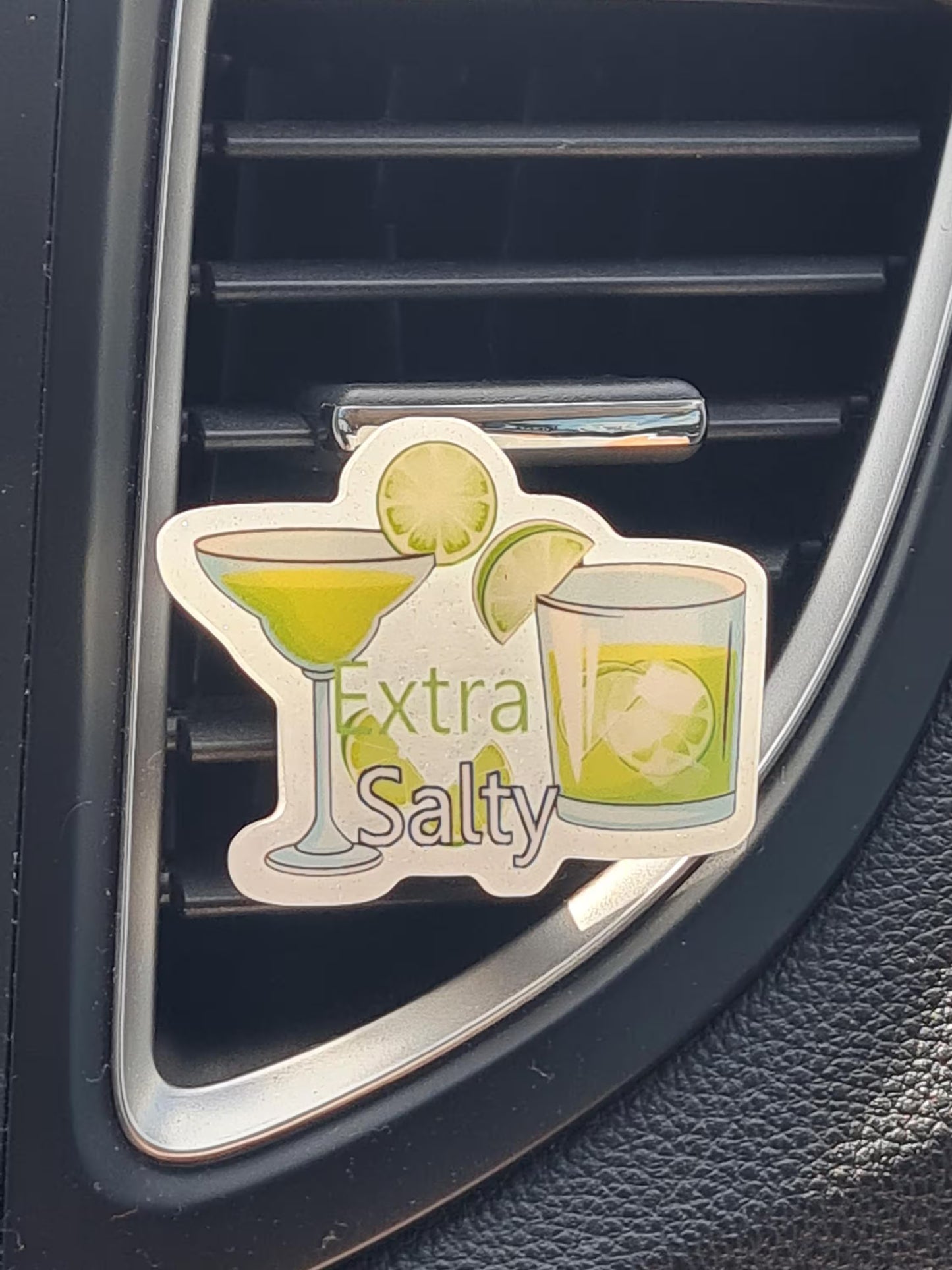 "Extra Salty" Margarita Car Air Freshener - Funny Alcohol Themed Gift for Women - Refillable Essential Oil Diffuser with Lime and Sea Salt Scent